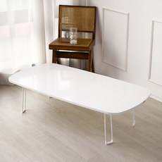 트리팜 LPM 오브제 하모니 라운드 접이식테이블 1200 x 600 mm, 화이트