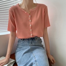 레몬소울 여성용 라바나 골지 반팔 니트 가디건