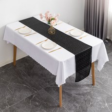 아티홈 반짝이 스팽글 테이블 플래그 러너, 블랙, 30 x 160 cm