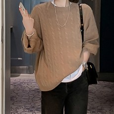 패션풀 여성용 케이블 루즈핏 컬러 니트 28788