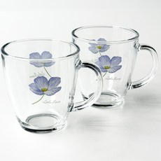 바칠레 코즈메아 글라스 머그컵 360ml, 투명, 2개