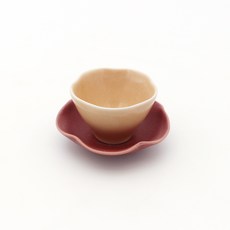 月鹽手工瓷花瓣茶杯套組, 桃+印度紅, 1個