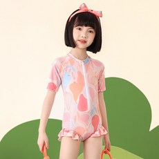 유블리 여아용 주라그 래쉬가드 반팔 바지 집업 원피스 수영복