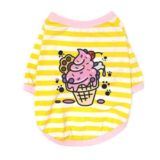 블랭크도그 반려동물 댕스크림 티셔츠, YELLOW