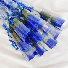 아르띠콜로 비누꽃 한송이 장미 꽃다발, 블루, 10개