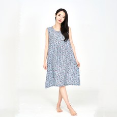 에이원 여성용 자연인견 플라워 민소매 잠옷 원피스