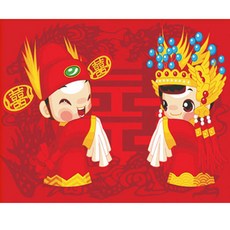 순잠 깜찍 모던 수채화 유채화 캐릭터 그림그리기 DIY 세트 40 x 50 x 1.6 cm, 23 중국 전통 혼례