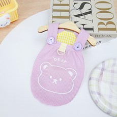 파스텔펫 반려동물 와플 베어 단추 멜빵, 퍼플