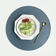 더블제이유 원형 식탁매트 4p, 블루, 38 x 38 cm, 4개