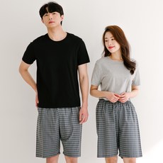 찌니야 커플용 소프트체크 40수 순면 5부 잠옷바지