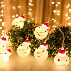 브리스크스타일 크리스마스 가랜드 눈사람 LED 조명 10구, 혼합색상