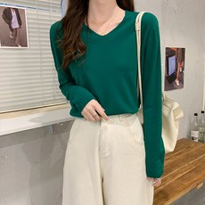 레몬소울 여성용 도스 브이넥 니트 티셔츠