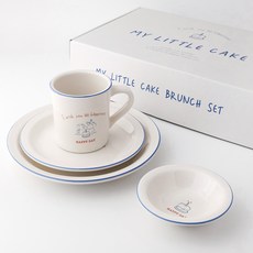 ROUND N FLAT My Little蛋糕早午餐組 4入, 乳白色, 大盤+中盤+小碗+馬克杯, 1組