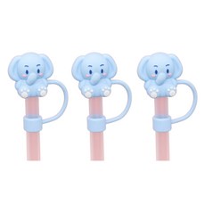 Unibox 大象造型矽膠吸管防塵蓋 3入組, 象, 3個