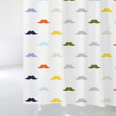 디자인수풀 샤워 커튼 SC106 1520 x 1880 mm + 플라스틱 고리 12p + 화이트 커튼 봉 세트, 1세트, 멀티(혼합)컬러