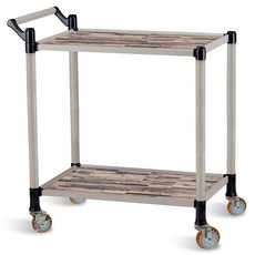 월드센스 프리미엄 우드 2단 서빙카트 대, 빈티지, 1개
