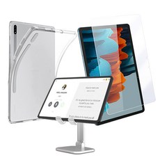 스메르 태블릿PC 슬림 투명 젤리 케이스 + 강화유리 액정보호필름 + 탁상용 거치대, 혼합색상