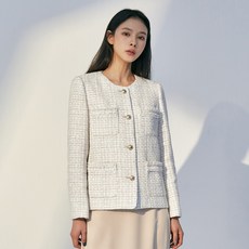 미쏘 여성용 트위드 라운드넥 자켓