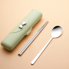 餐具組, 1組, 綠色, 勺子+筷子+箱子