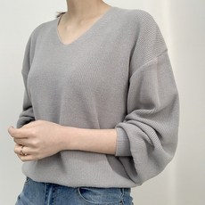 마이시즌 여성 밀크 하찌 브이넥 니트