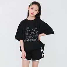 제니 여아용 오버핏 베어 반팔 티셔츠 JN2034T