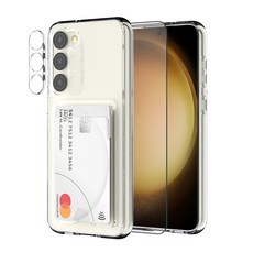 케이엠디자인 카드슬롯 에어커버 휴대폰 케이스 + 전면 강화유리 보호필름 + 카메라 보호필름 세트