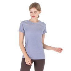 요가상의  녹족 여성용 엠버 요가 필라테스 반팔 티셔츠 
