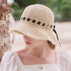 화이트샌즈 리본 지사 로제 버킷햇