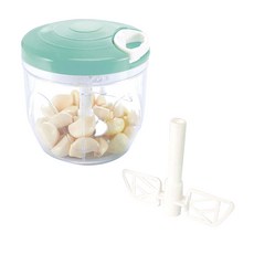 Kitchengu 旋轉蔬菜調理器, 5種刀片, 食品切碎器, L號, 薄荷綠, 1個