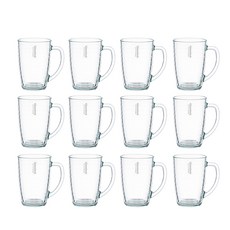 글라스락 내열 강화유리 스트라이프 머그컵 460ml, 투명, 12개
