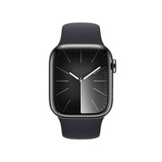 Apple 애플워치 9 GPS+Cellular, 41mm, 스테인리스, 그래파이트 / 미드나이트 스포츠 밴드, S/M