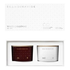 SKANDINAVISK 聖誕限定蠟燭禮盒2件組 - 聖誕蠟燭, 香氛蠟燭, 玻璃木質香氛, 銀白色