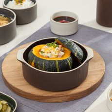 메종오브제 윤도자기 차곡 원형 그라탕기, 딥브라운, 2개