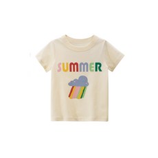 더메르시 아동용 썸머 구름 프린트 반팔 티셔츠