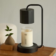 Ein.D Candle Department Store現代方形融蠟燈+大豆蠟燭 370g組, Downy, 黑色(暖色）