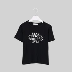 Chic Fox 女款Stay Q字母短袖T恤, 黑色