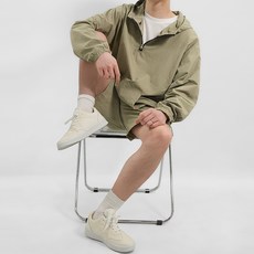 男款流蘇蘭Anorak防風標準版型長袖拉鍊外套+短褲套裝 T2974