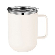 FOREVER 304不鏽鋼雙層保溫馬克杯/茶杯 500ml 附蓋, 米白色, 1個