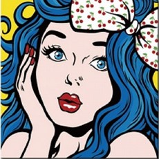 피포페인팅 팝아트 그리기 DIY 40 x 40 cm, GM221 파란머리의소녀