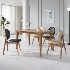 로드퍼니처 그로비 4인용 1300 원목 식탁 + 의자 4p 세트 방문설치, 앤틱(식탁), 베이지, 네이비(의자)