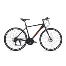 지오닉스 2021년형 카노24HD 시마노 24단 유압 디스크 브레이크 알로이 하이브리드 자전거, 매트블랙 + 레드, 170cm