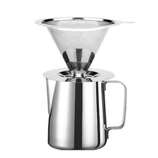 카페리아 스텐 핸드드립 세트, 스텐 이중망 드리퍼 + 커피서버, 350ml, 1세트