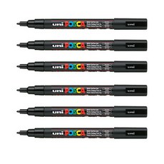 포스카 컬러마커 PC-3M BLACK, 6개, 1색