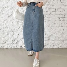 슈가펀 페이니 H라인 데님 롱 스커트
