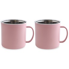 디유 스텐 머그컵 4컬러 300ml, 핑크, 2개