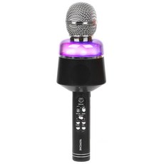 로이체 RGB LED 음성변조 MR변환 휴대용 무선 블루투스 5.0 노래방 마이크 블랙, BTS-60KM