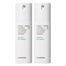 INNISFREE 綠樹林風男士精華系列 抗皺緊緻精華, 改善皺紋與肌膚暗沉, 化妝水乳液精華液多效合一, 濟州葛札瓦黑酵母配方, 100ml, 2瓶