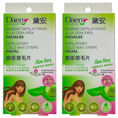 Daen 黛安 蘆薈臉部及敏感部位除毛片 蘋果香味, 溫和除毛，敏感肌適用，快速去除短毛，肌膚亮白保濕 2盒