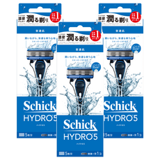 Schick 舒適牌 舒適水次元5刮鬍刀 刀架 + 刀頭 Set, 五刀片設計 玻尿酸保濕, 3組
