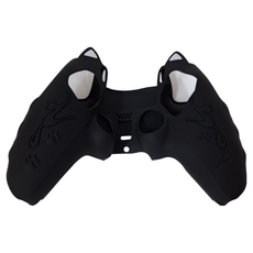 PS5手柄貓咪矽膠套 3合一, 防滑設計, PS-Z502, 黑色, 1組